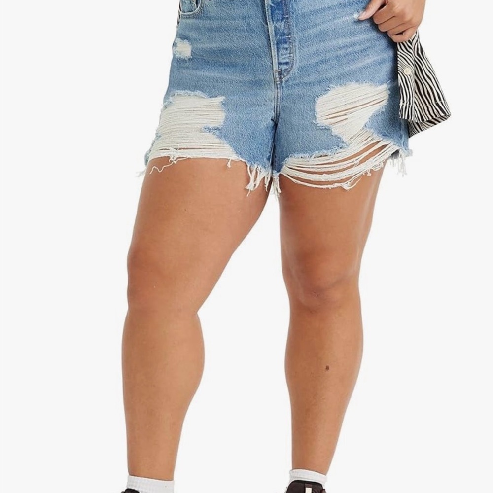 Levi's Light Blue Distressed Denim Shorts size 22 plus